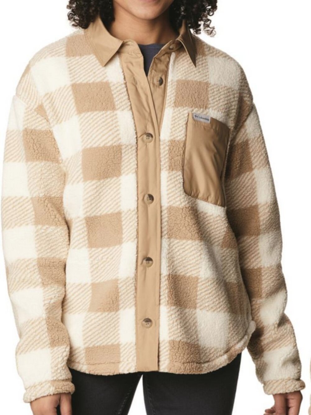 Columbia West Bend Shirt Jacket Fleece Beach Check Medium Shacket